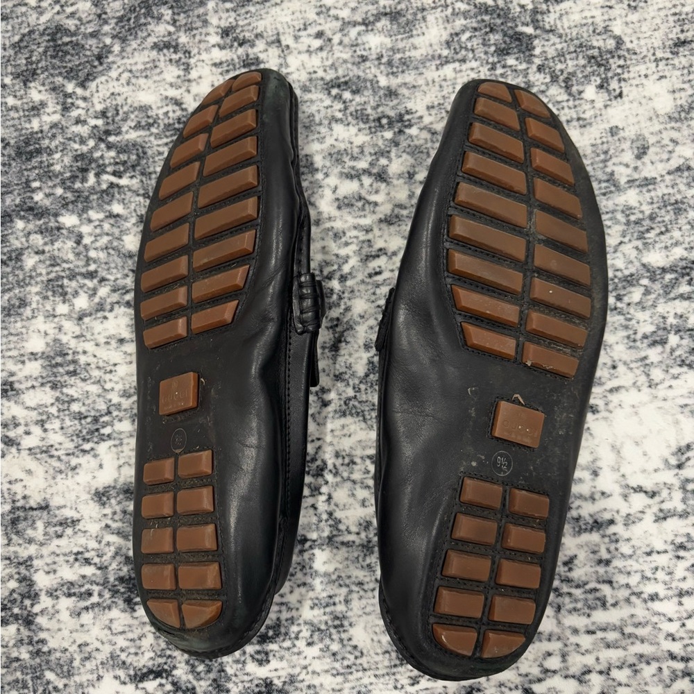 Gucci Black Leather Bamboo Horsebit Slip on Loafers - Picture 2 of 4